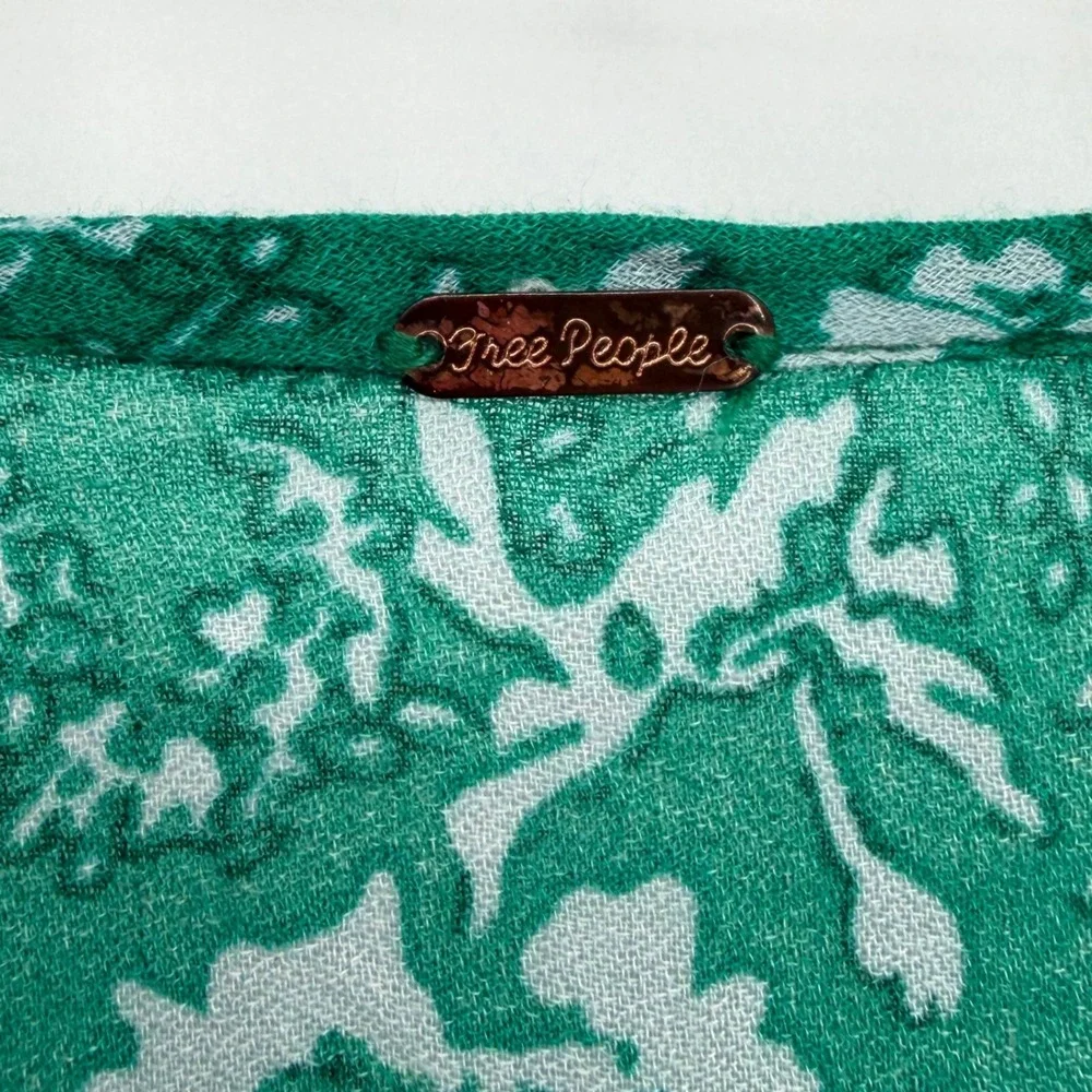 Free People Rebecca Mini Dress Womens S Green Floral Ruffle Boho Cottage Fairy